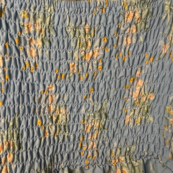 Lily Rose Light Blue Floral Padded Bra Long Sleeve Ruffle Dress - Picture 5 of 7